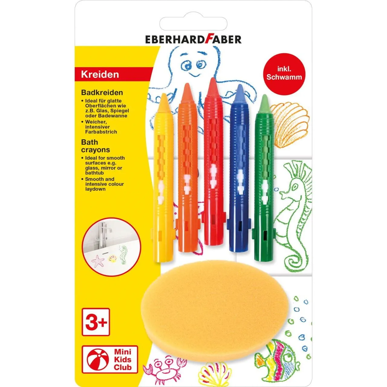 Bild 1 Eberhard Faber Badkreide, 4er Packung mit Schwamm, rund