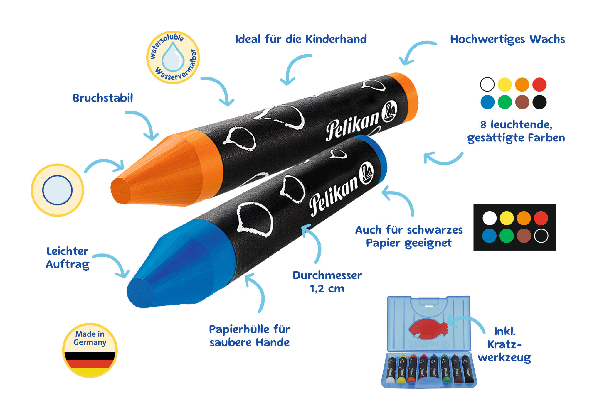 Bild 4 Pelikan Wachsmalstift 666/8, rund, Wachskreide, 8 Farben