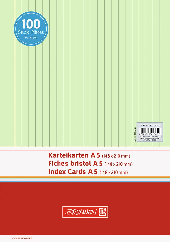 Bild 2 Karteikarten A5 liniert grün 100 Stück