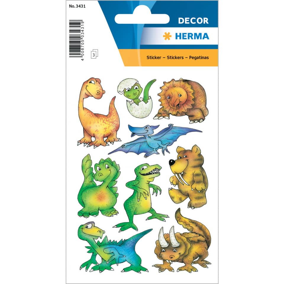 Bild 1 HERMA Sticker DECOR 3431 Dinos 3 Blatt