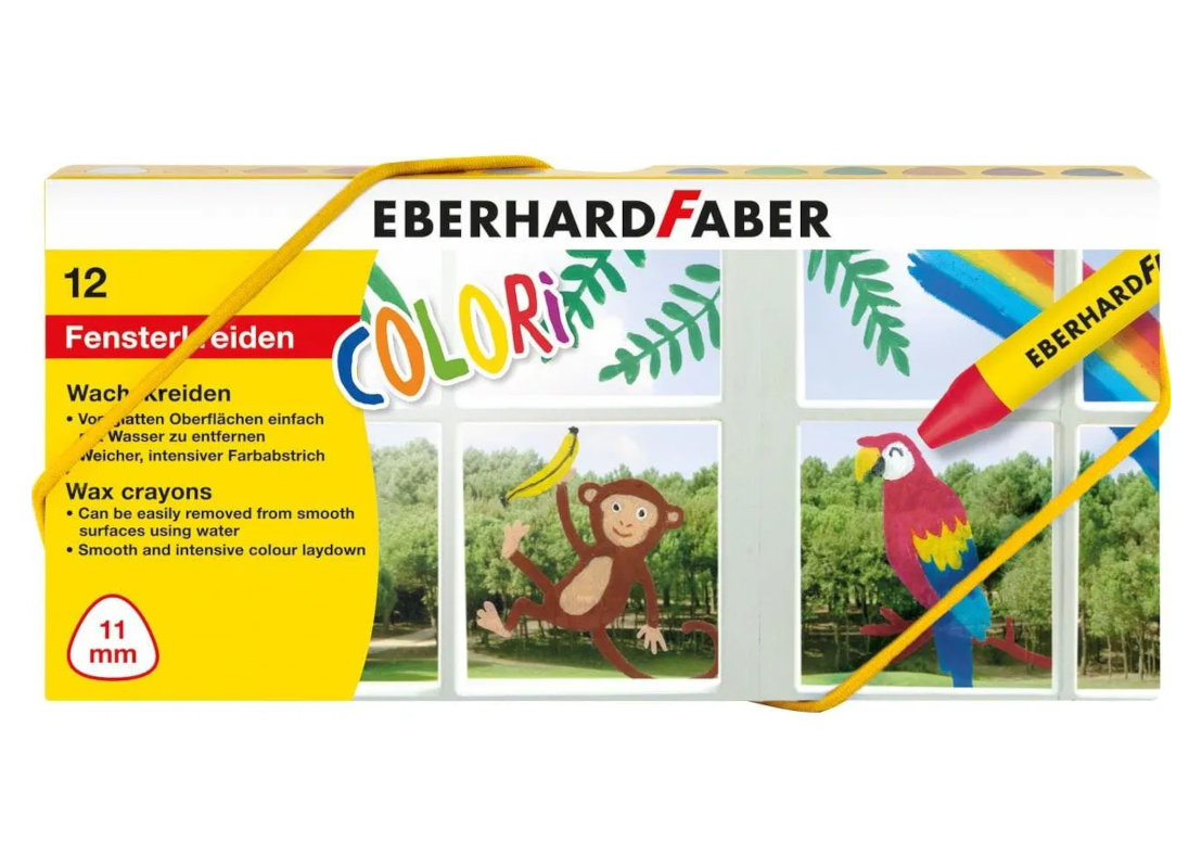 Bild 1 Eberhard-Faber Fensterkreide, Wachsmalkreide, dreikant, 12er Kartonetui