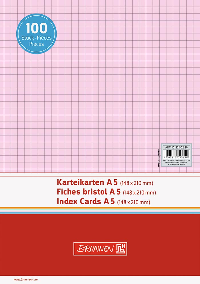 Bild 2 Karteikarten A5 kariert rot 100 Stück